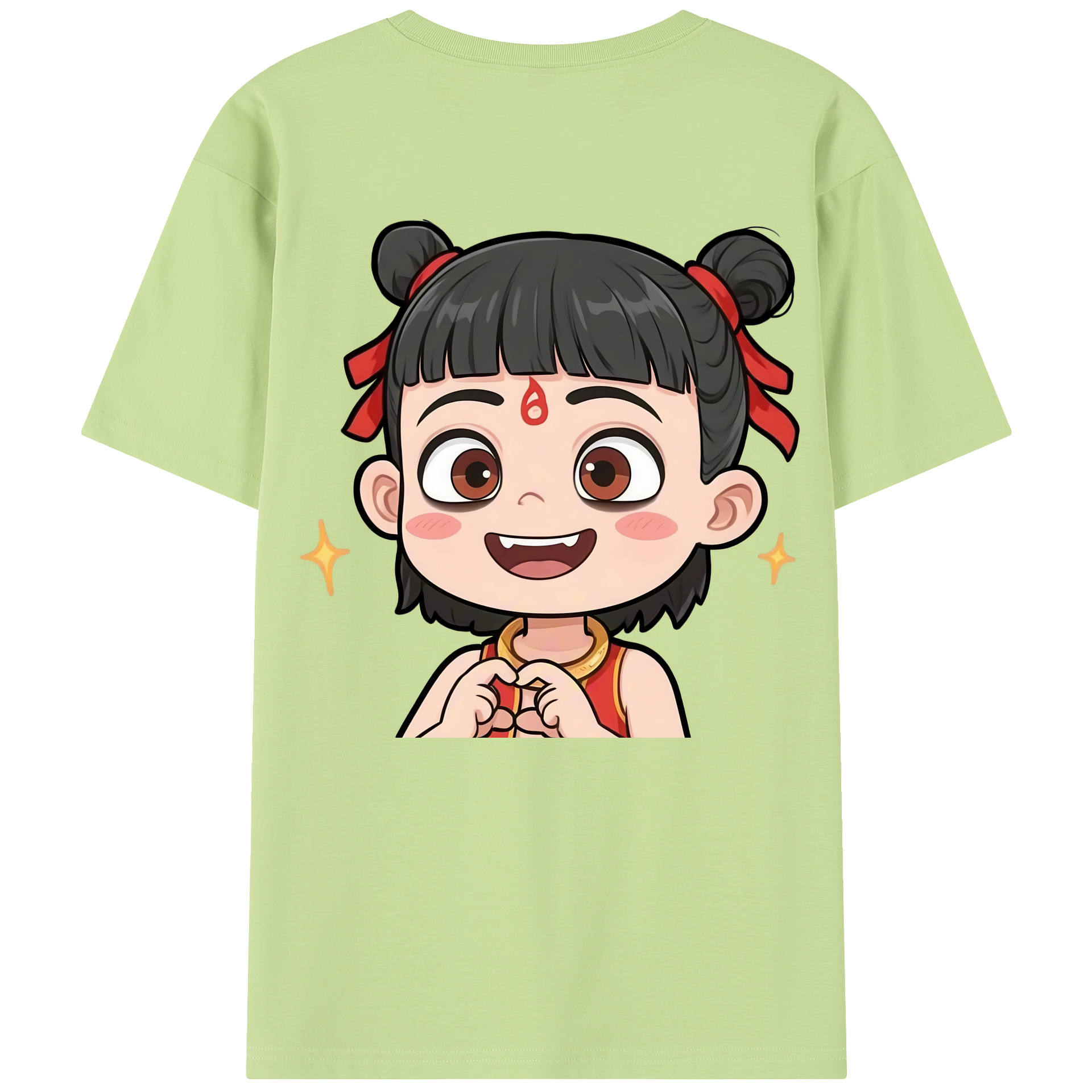 （画像用） Ne Zha 2 ナタ 魔童の大暴れ 綿100％半袖Tシャツ（背面プリント）